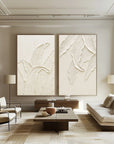 Multicolor Textured Leaves Canvas Painting For Home Decoration Set Of 2 - Artwallpainting