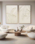 Multicolor Textured Leaves Canvas Painting For Home Decoration Set Of 2 - Artwallpainting