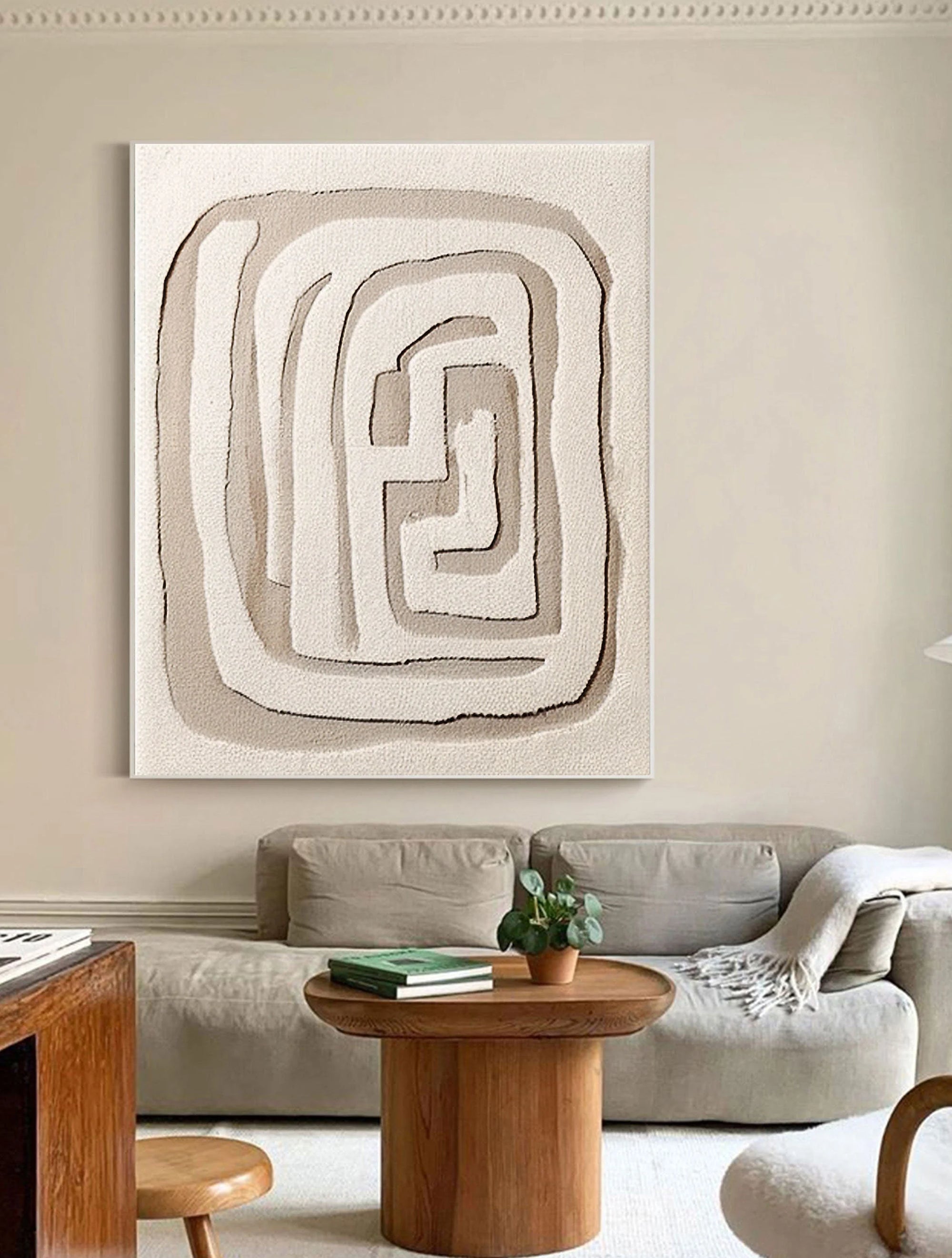 Multicolor Textured Minimalist Labyrinth Canvas Art - Artwallpainting