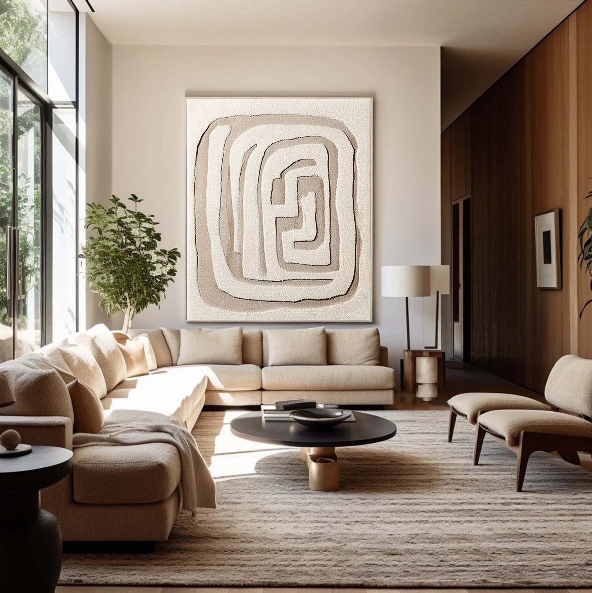 Multicolor Textured Minimalist Labyrinth Canvas Art - Artwallpainting