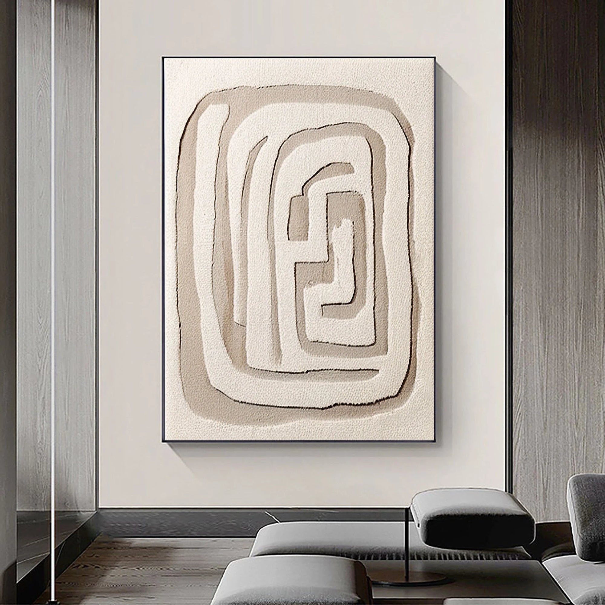Multicolor Textured Minimalist Labyrinth Canvas Art - Artwallpainting
