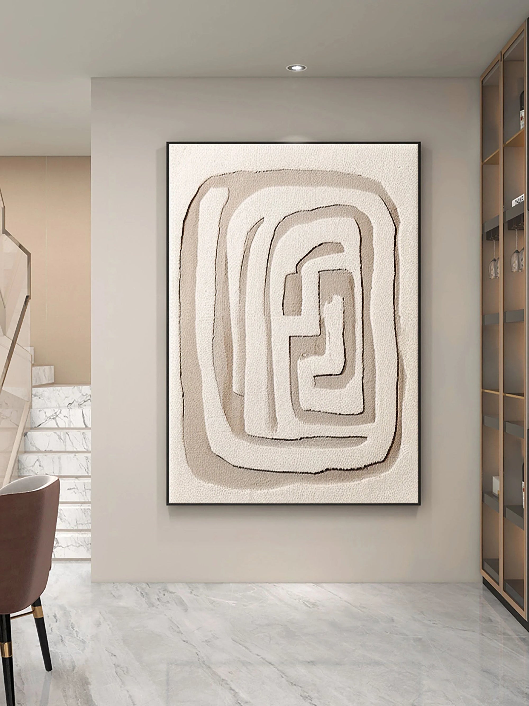 Multicolor Textured Minimalist Labyrinth Canvas Art - Artwallpainting