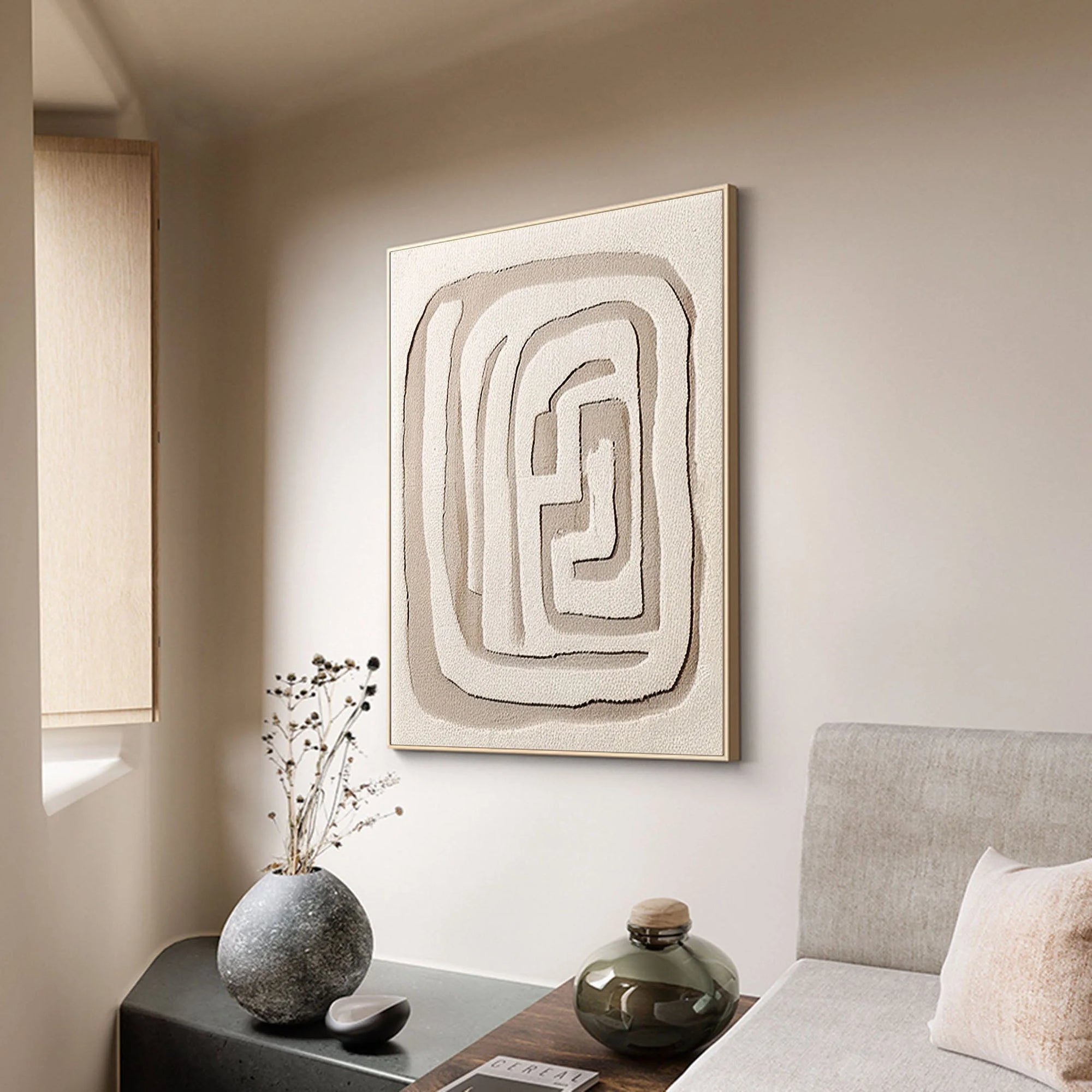 Multicolor Textured Minimalist Labyrinth Canvas Art - Artwallpainting