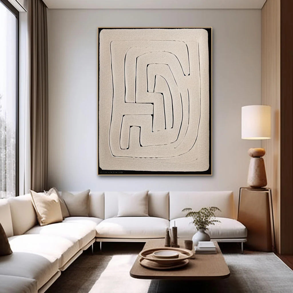 Multicolor Textured Minimalist Maze Canvas Art - Artwallpainting