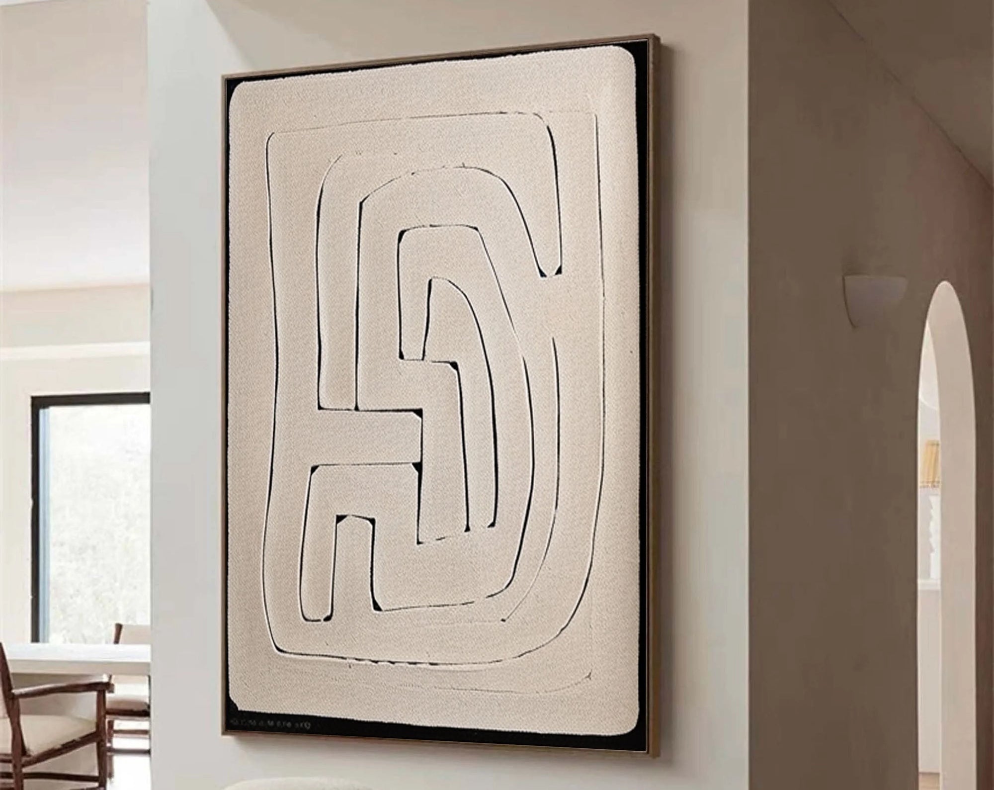 Multicolor Textured Minimalist Maze Canvas Art - Artwallpainting