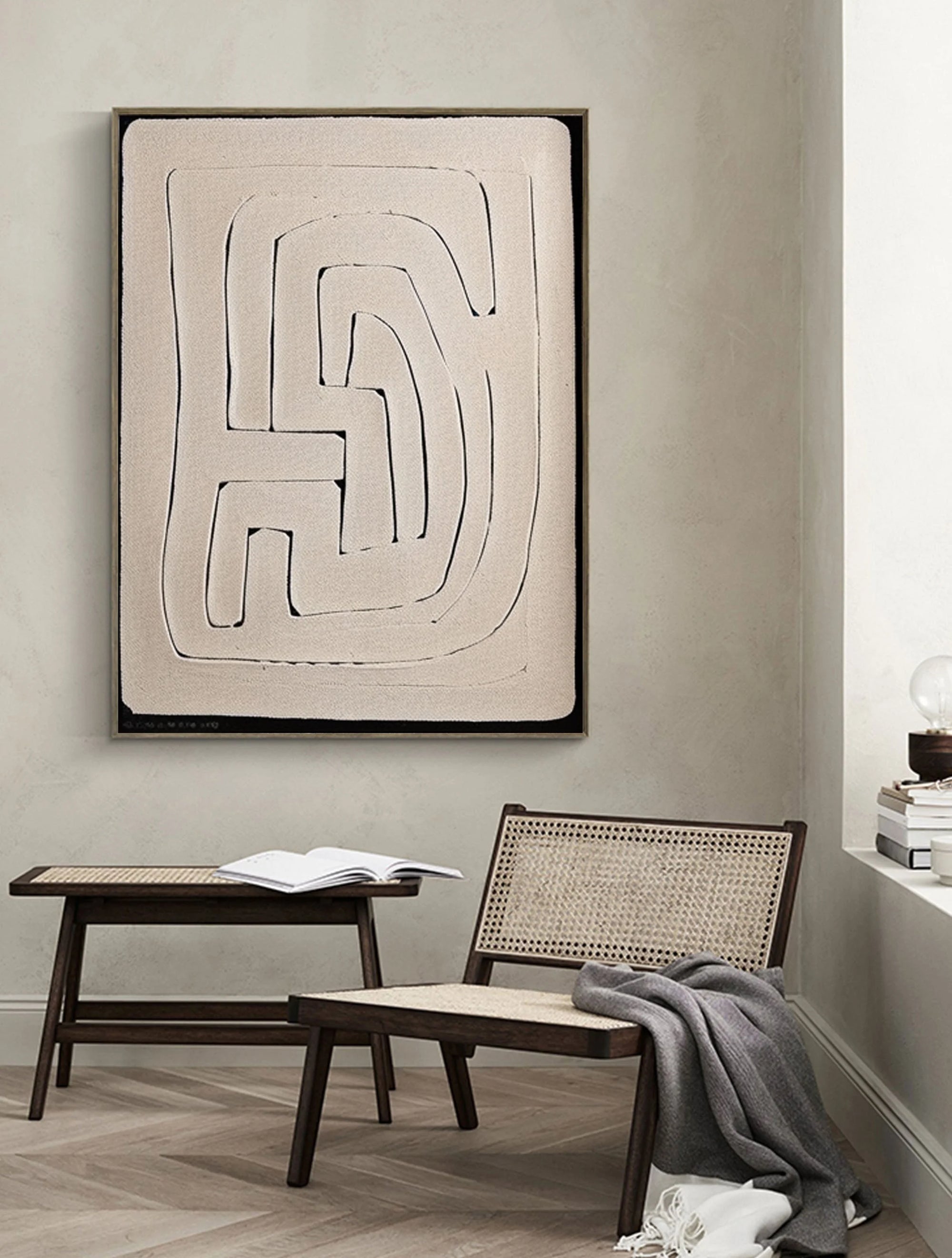 Multicolor Textured Minimalist Maze Canvas Art - Artwallpainting