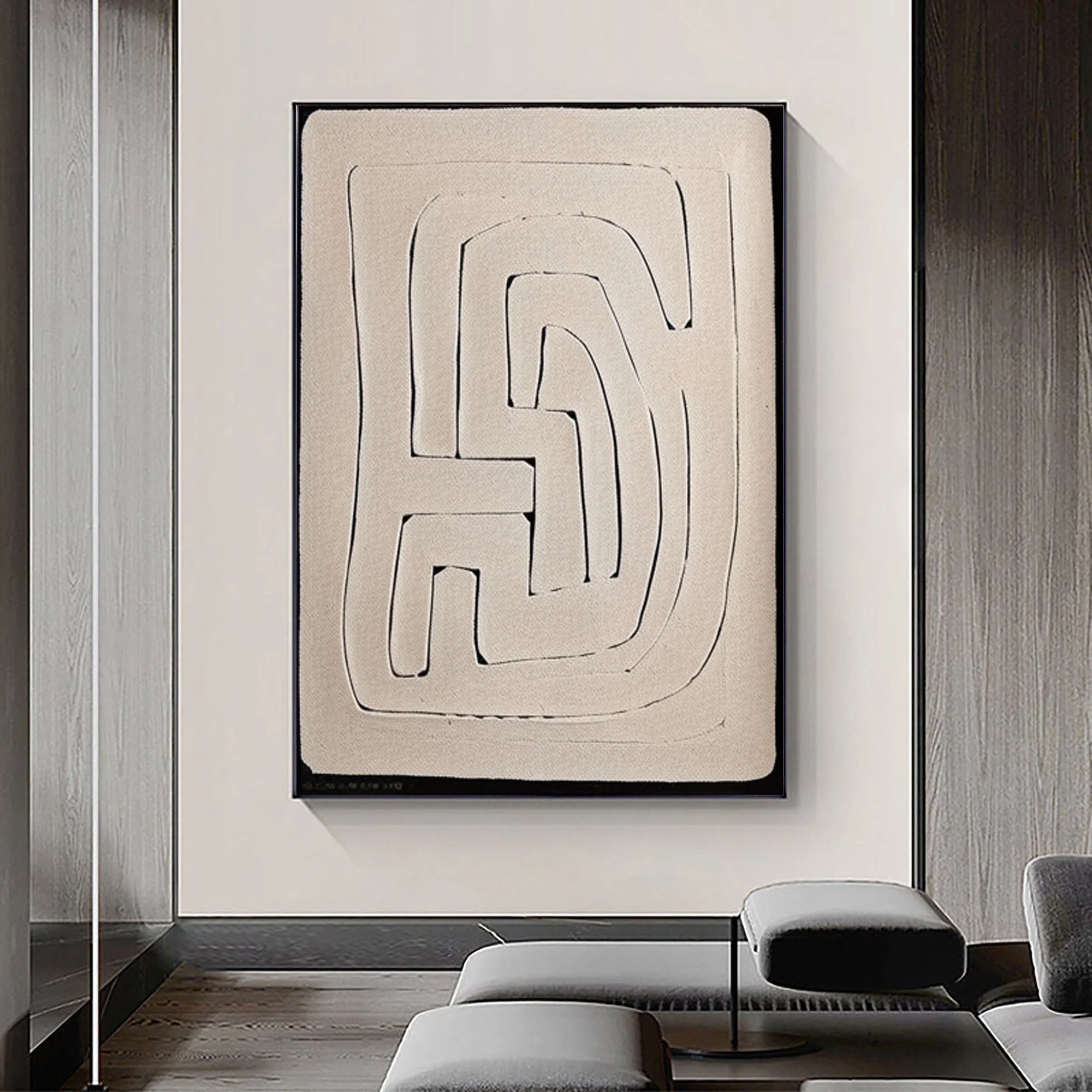 Multicolor Textured Minimalist Maze Canvas Art - Artwallpainting