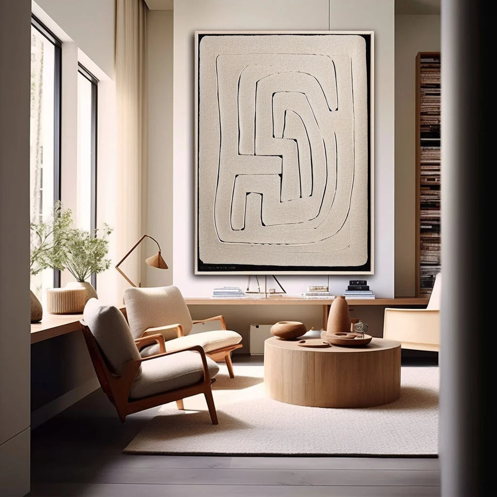 Multicolor Textured Minimalist Maze Canvas Art - Artwallpainting