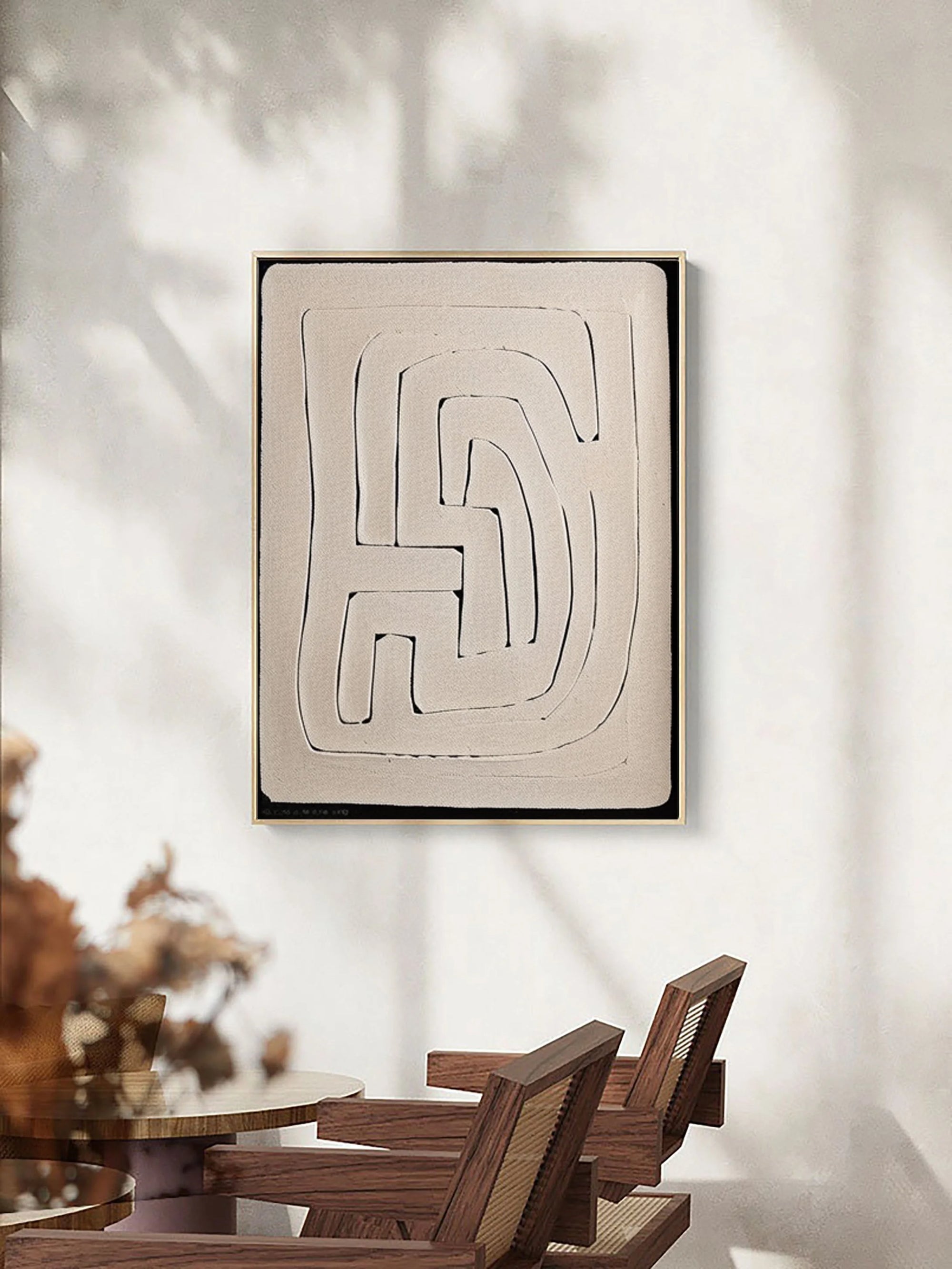 Multicolor Textured Minimalist Maze Canvas Art - Artwallpainting