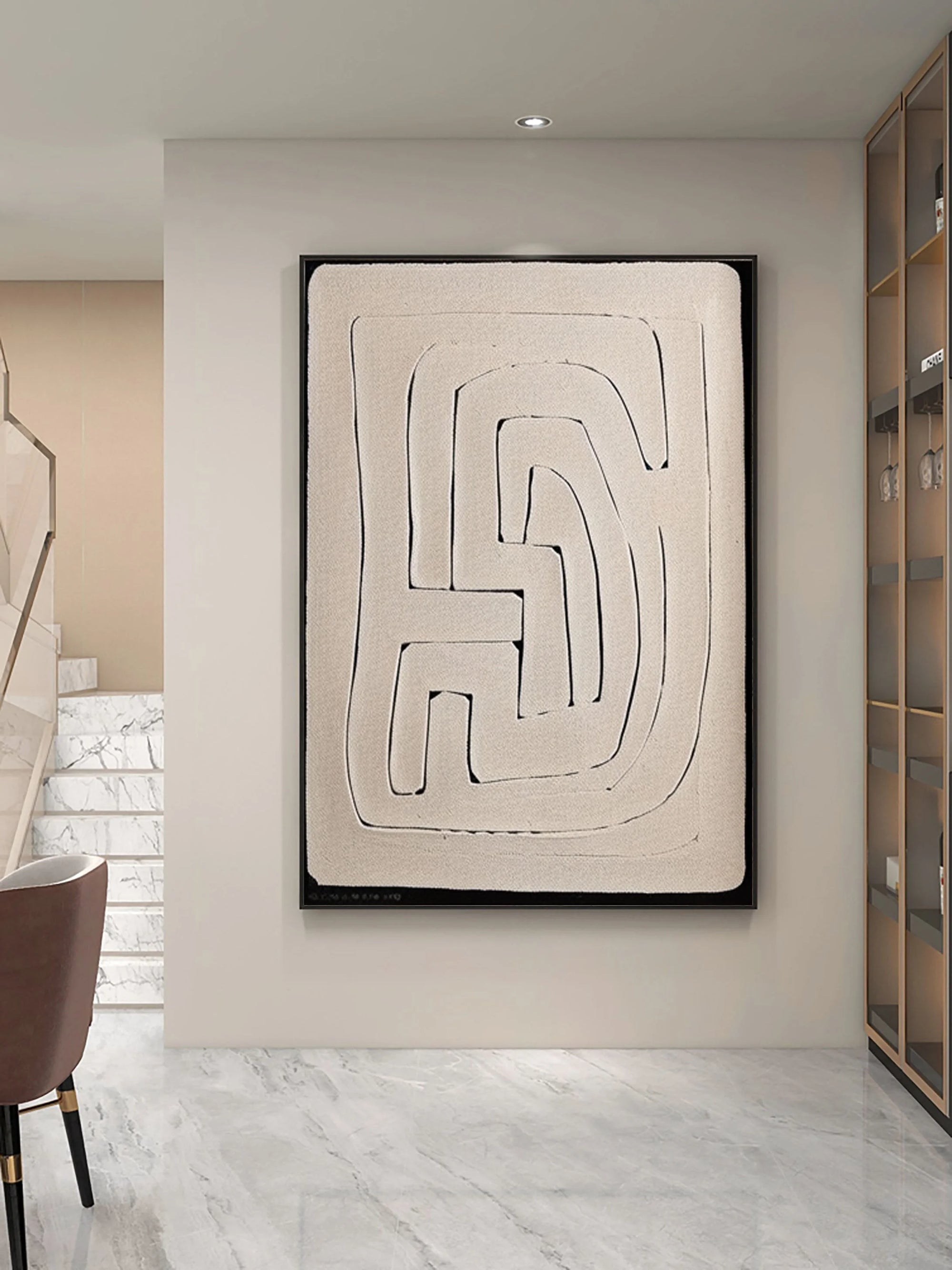 Multicolor Textured Minimalist Maze Canvas Art - Artwallpainting