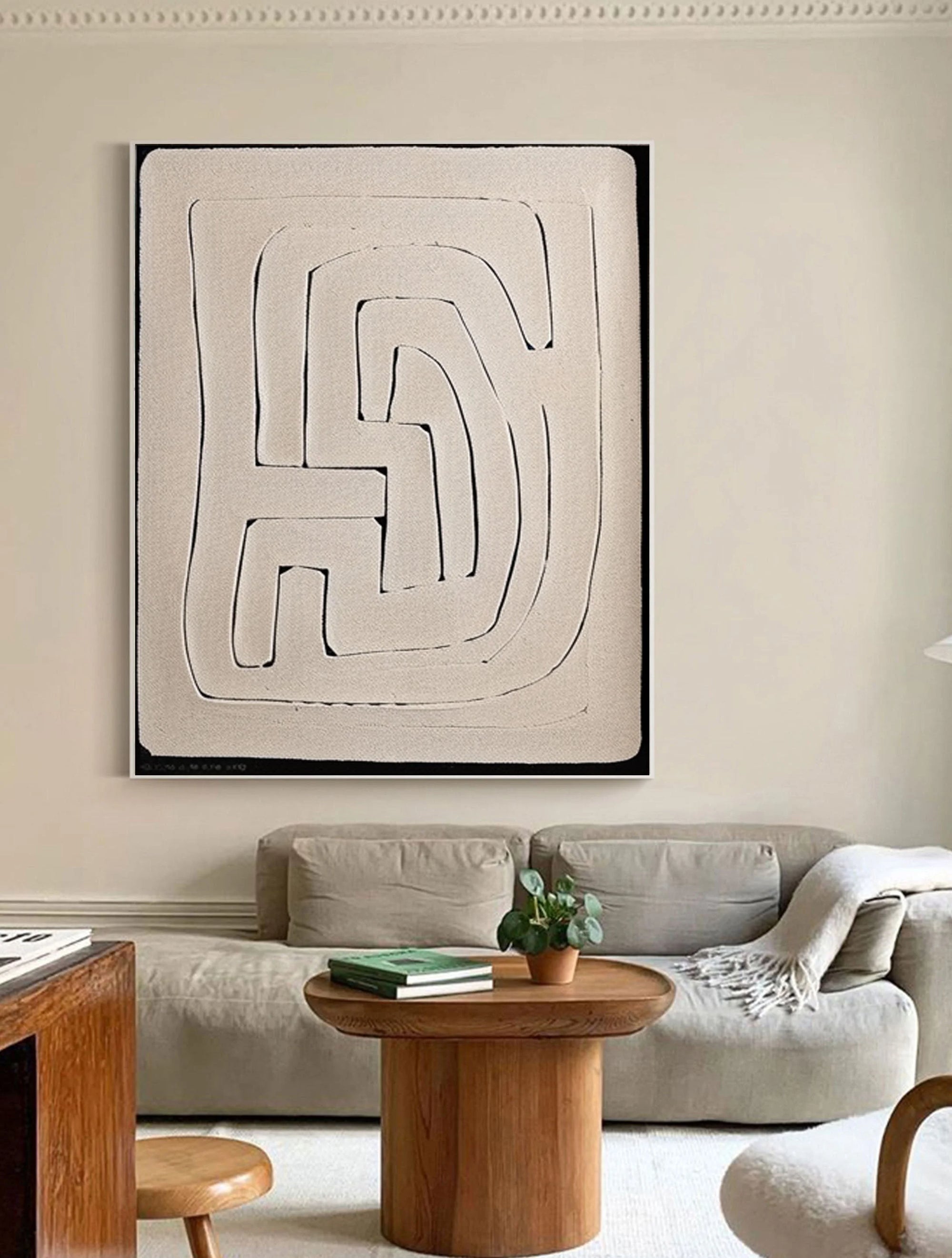 Multicolor Textured Minimalist Maze Canvas Art - Artwallpainting