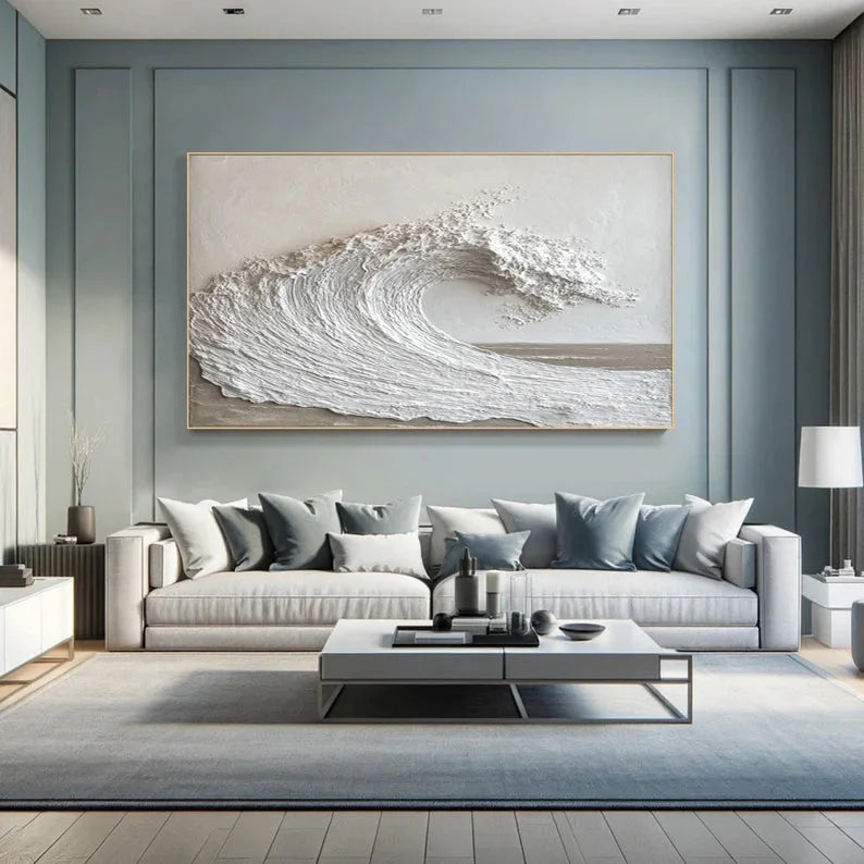 Multicolor Textured Ocean Wave Canvas Painting For Home Decoration - Artwallpainting