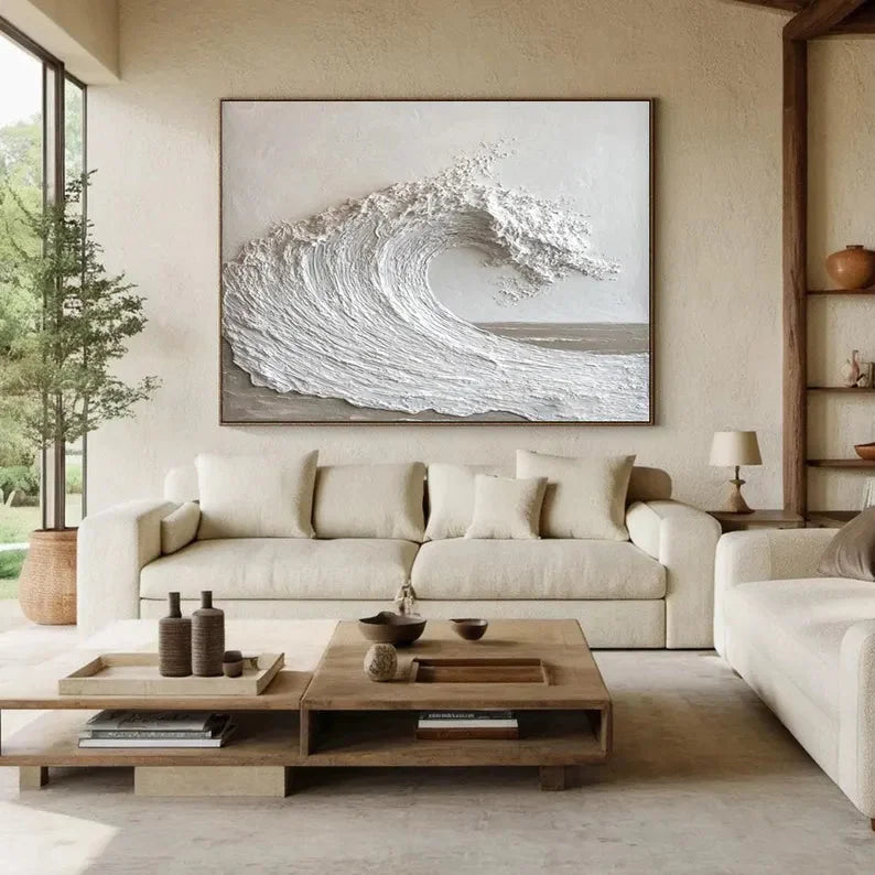 Multicolor Textured Ocean Wave Canvas Painting For Home Decoration - Artwallpainting