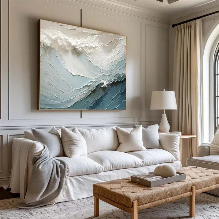 Multicolor Textured Ocean Wave Oil Painting For Modern Interiors - Artwallpainting