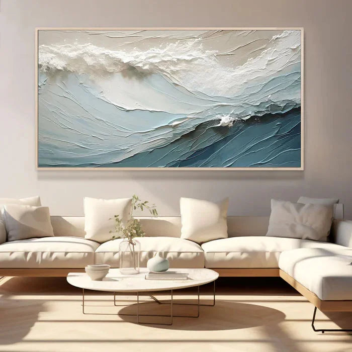 Multicolor Textured Ocean Wave Oil Painting For Modern Interiors - Artwallpainting