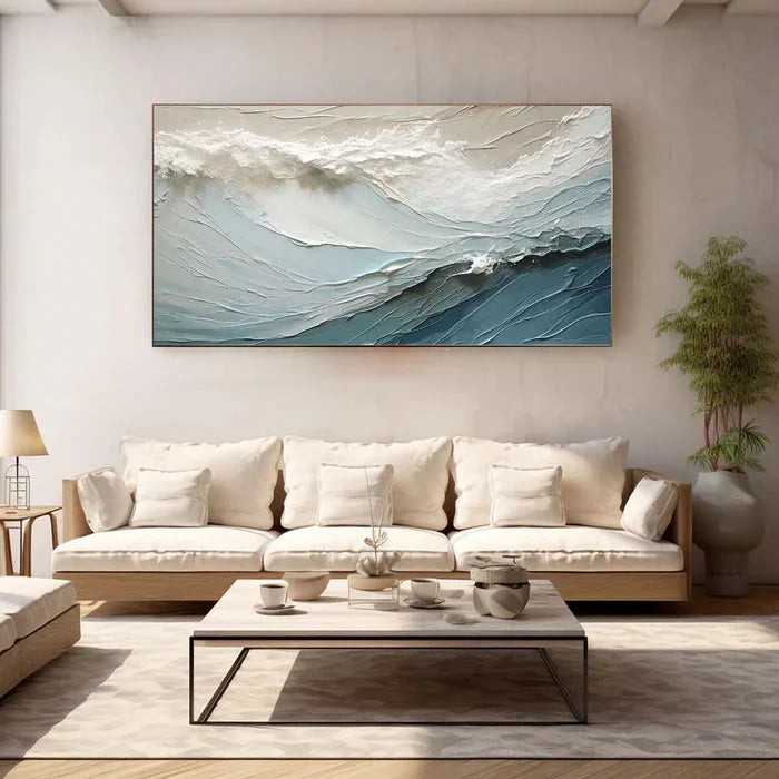 Multicolor Textured Ocean Wave Oil Painting For Modern Interiors - Artwallpainting