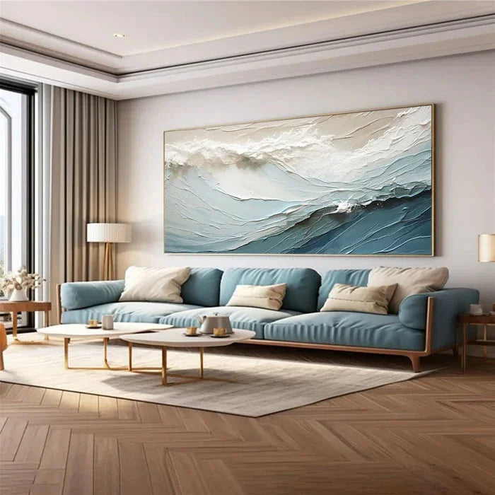 Multicolor Textured Ocean Wave Oil Painting For Modern Interiors - Artwallpainting
