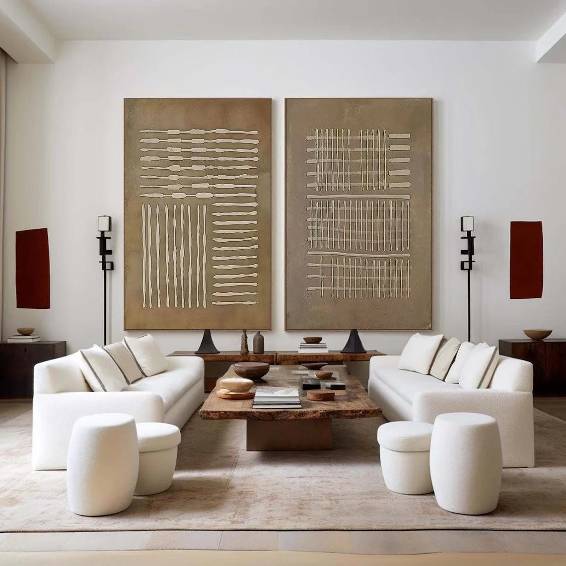Multicolor Textured Patterns Abstract Linear Canvas Set Of 2 - Artwallpainting