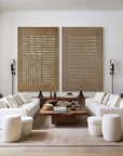 Multicolor Textured Patterns Abstract Linear Canvas Set Of 2 - Artwallpainting