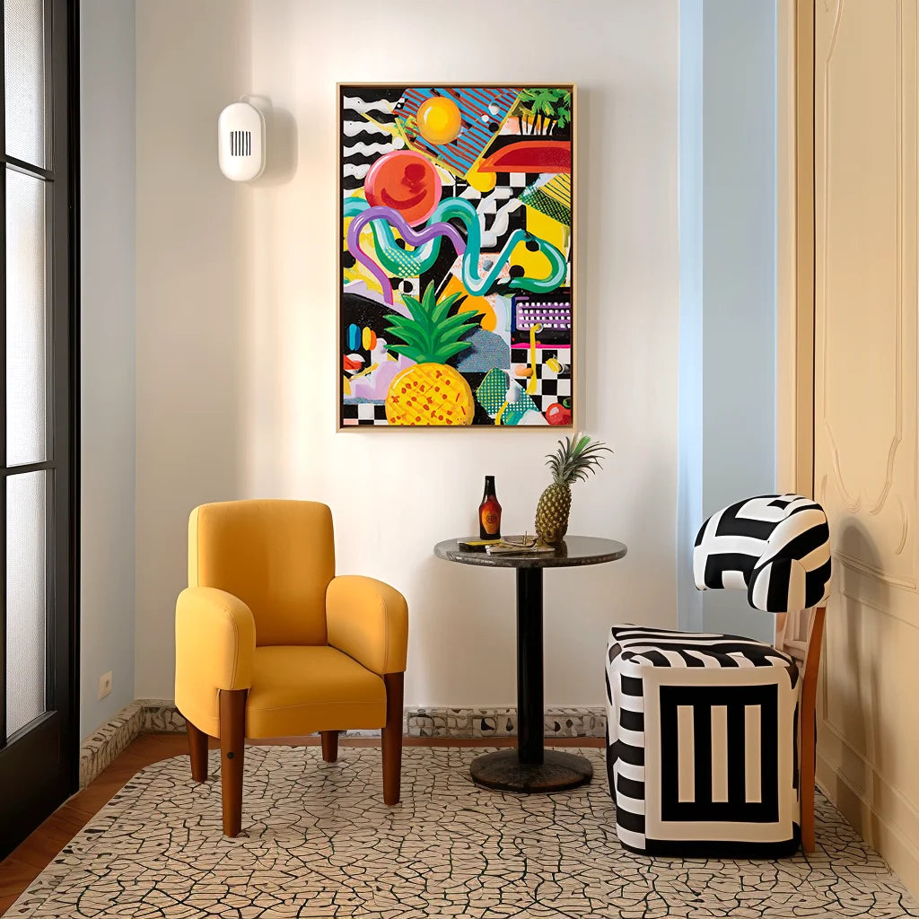 Multicolor Textured Pop Pineapple Vibes | Colorful Abstract Pop Art Oil Painting - Artwallpainting