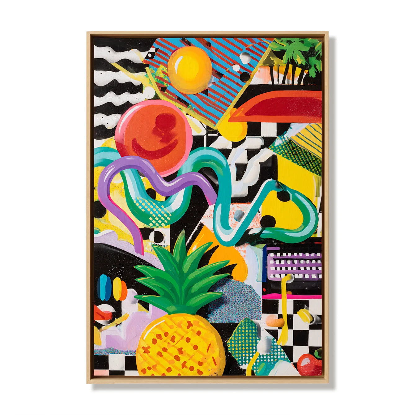 Multicolor Textured Pop Pineapple Vibes | Colorful Abstract Pop Art Oil Painting - Artwallpainting