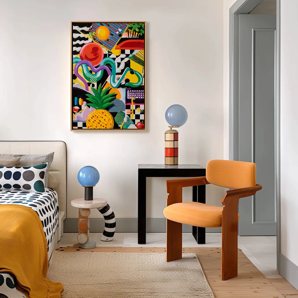Multicolor Textured Pop Pineapple Vibes | Colorful Abstract Pop Art Oil Painting - Artwallpainting