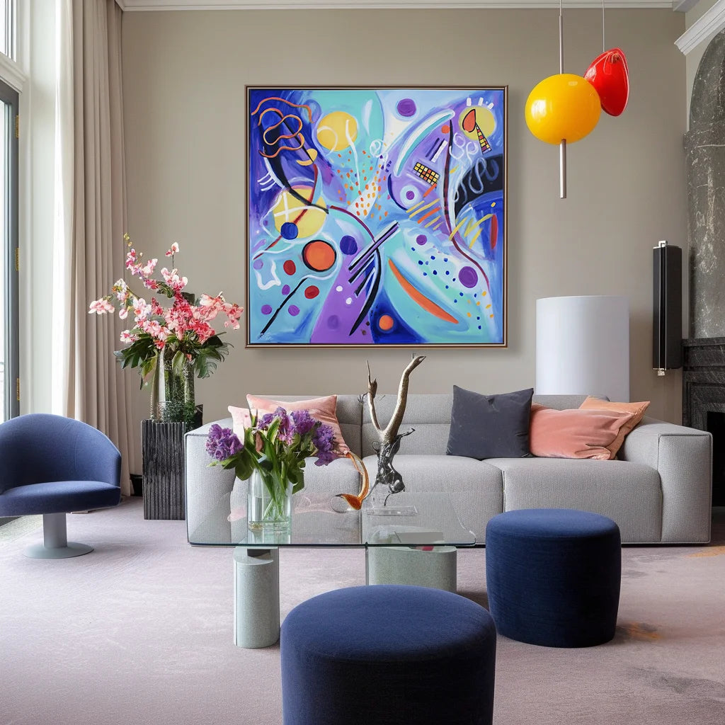 Multicolor Textured Pop Symphony | Colorful Geometric Abstract Pop Art Painting - Artwallpainting