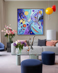 Multicolor Textured Pop Symphony | Colorful Geometric Abstract Pop Art Painting - Artwallpainting