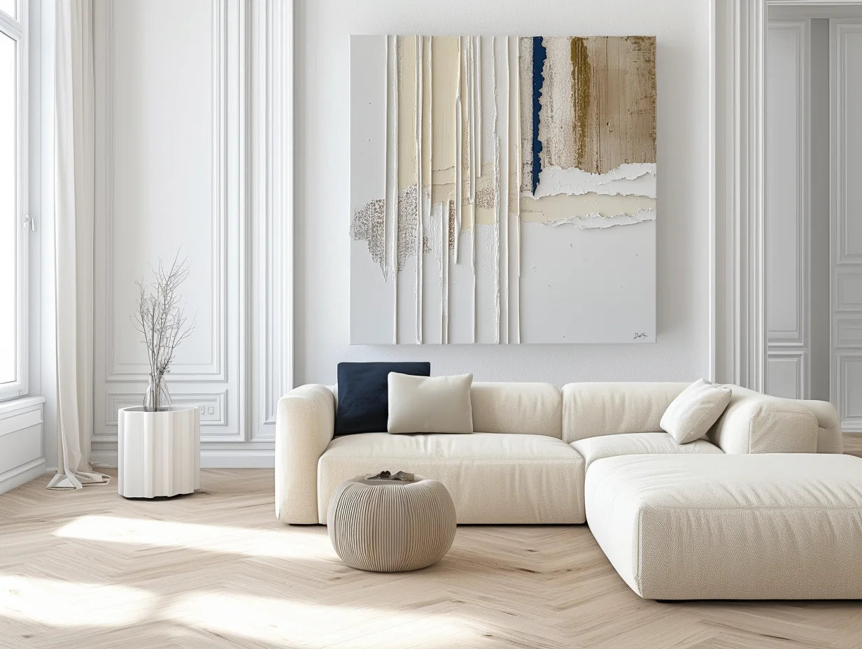 Multicolor Textured Reverie-Geometric Lines And Tearing Texture Abstract Wall Art - Artwallpainting