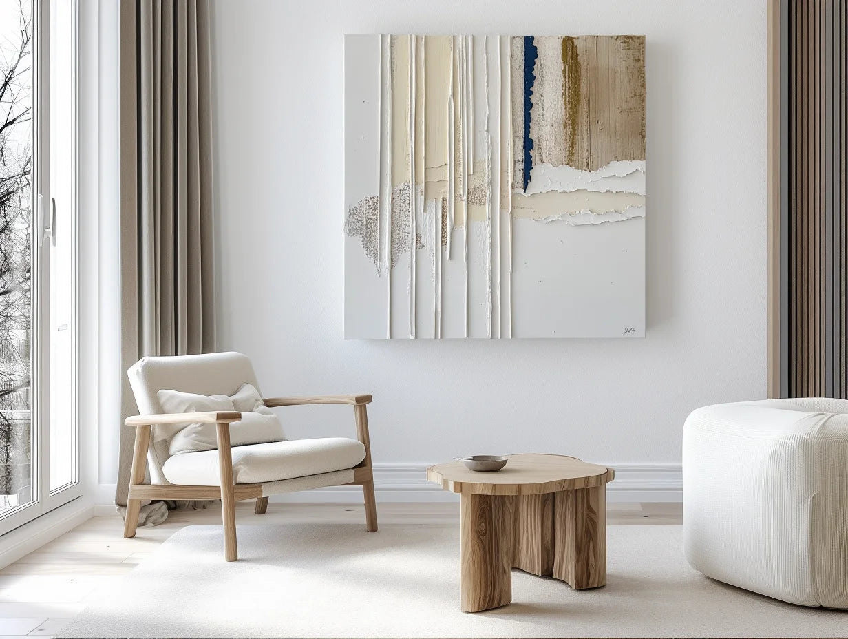 Multicolor Textured Reverie-Geometric Lines And Tearing Texture Abstract Wall Art - Artwallpainting