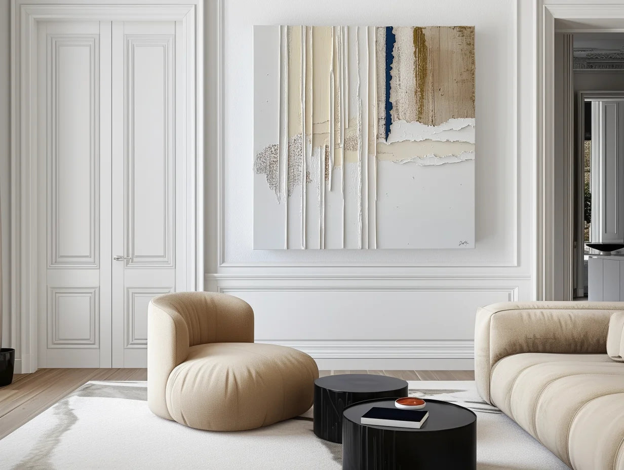 Multicolor Textured Reverie-Geometric Lines And Tearing Texture Abstract Wall Art - Artwallpainting