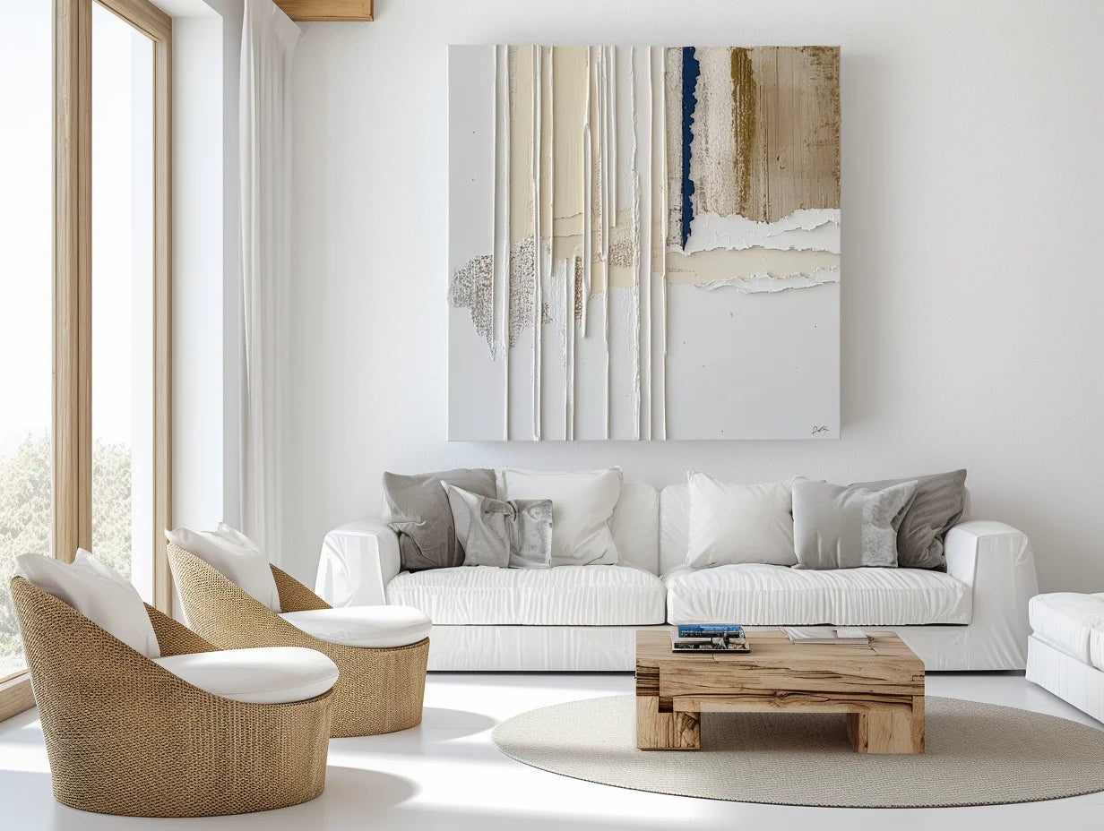 Multicolor Textured Reverie-Geometric Lines And Tearing Texture Abstract Wall Art - Artwallpainting