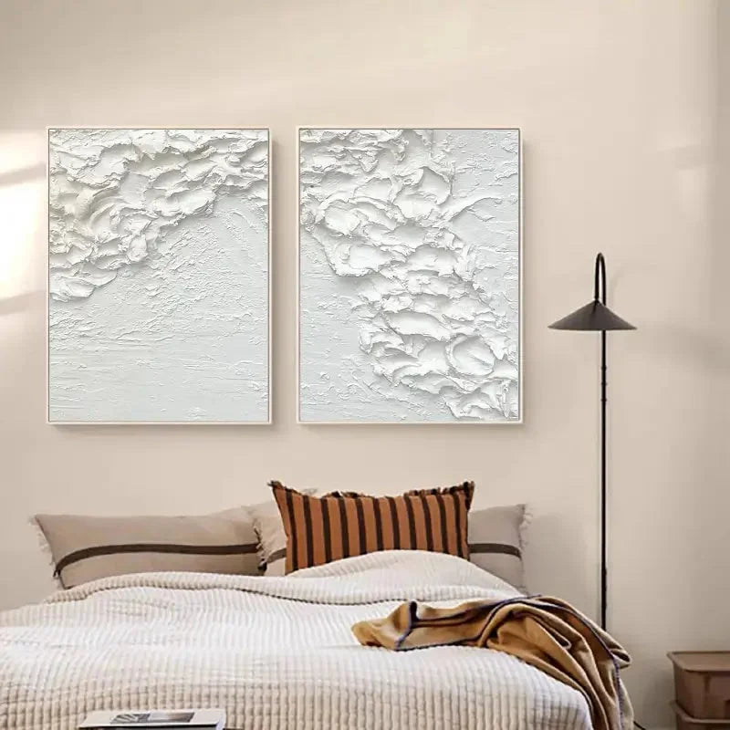 Multicolor Textured Snowfall Abstract Painting Set Of 2 - Artwallpainting