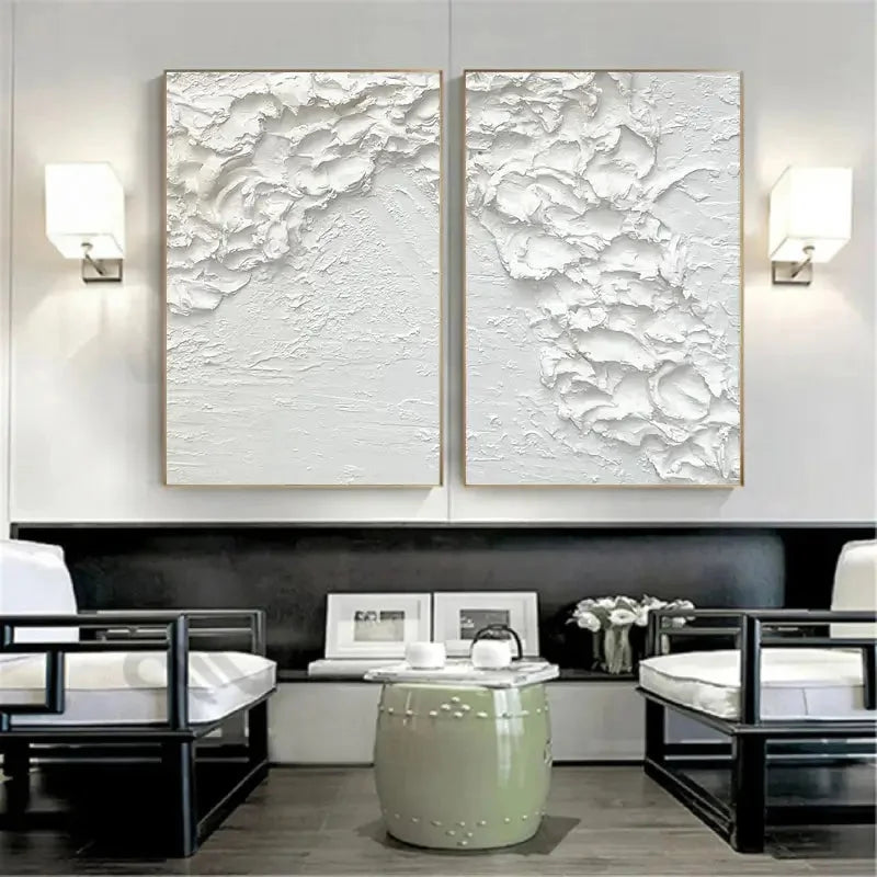 Multicolor Textured Snowfall Abstract Painting Set Of 2 - Artwallpainting