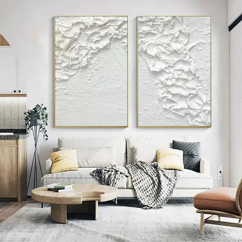 Multicolor Textured Snowfall Abstract Painting Set Of 2 - Artwallpainting
