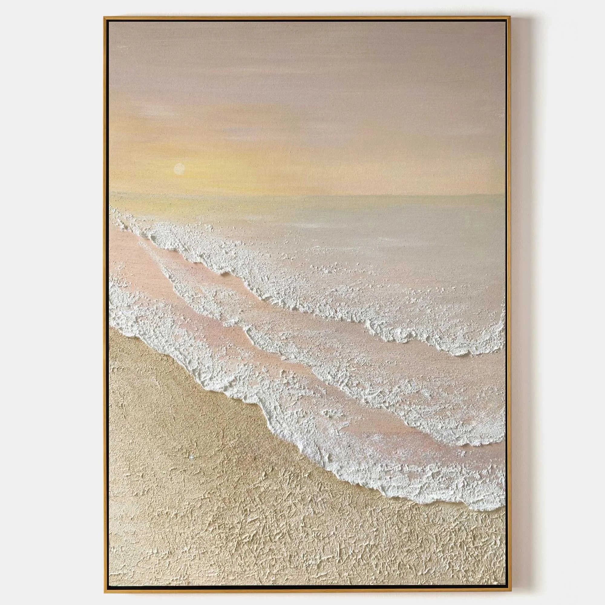 Multicolor Textured Sunset Beach And Tide Canvas Art - Artwallpainting