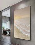 Multicolor Textured Sunset Beach And Tide Canvas Art - Artwallpainting
