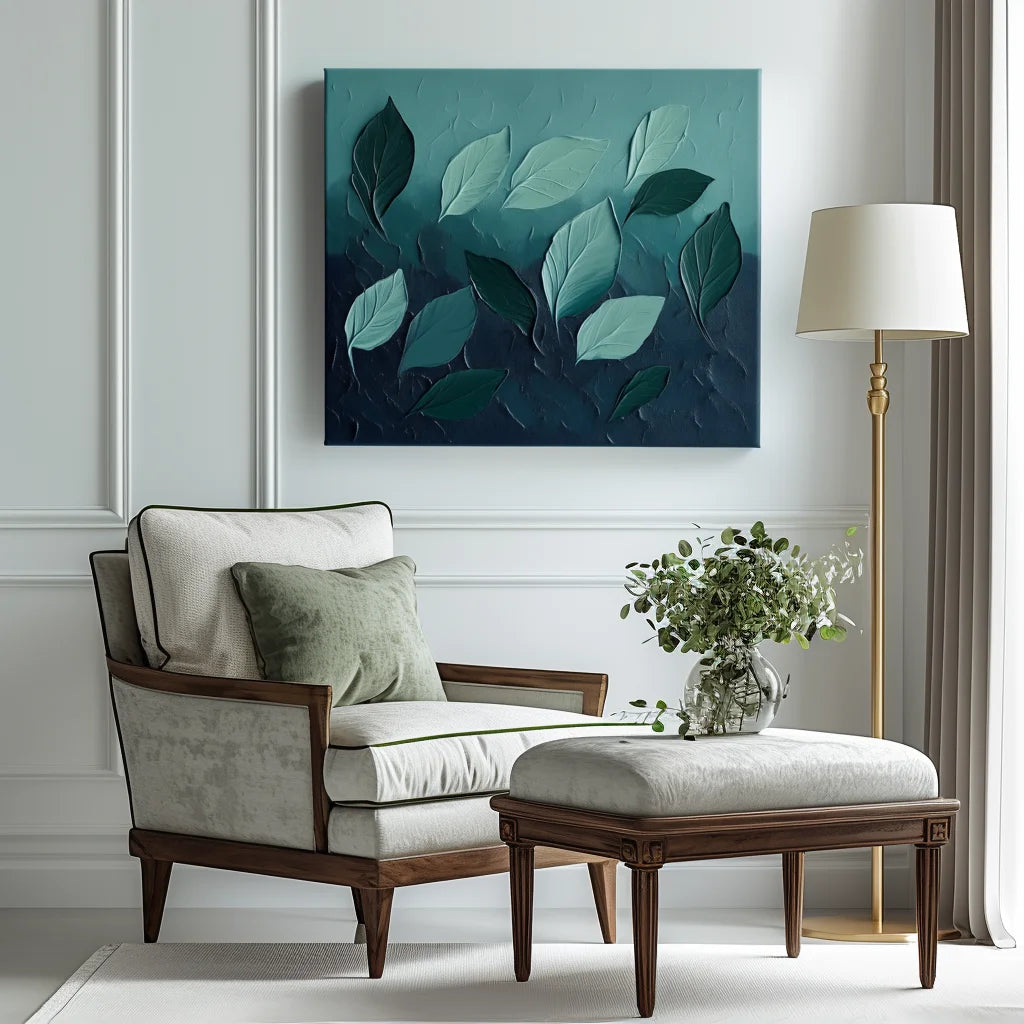 Multicolor Textured - Textured Leaf Wall Art | 3D Botanical Abstract Oil Painting For Modern Interiors - Artwallpainting