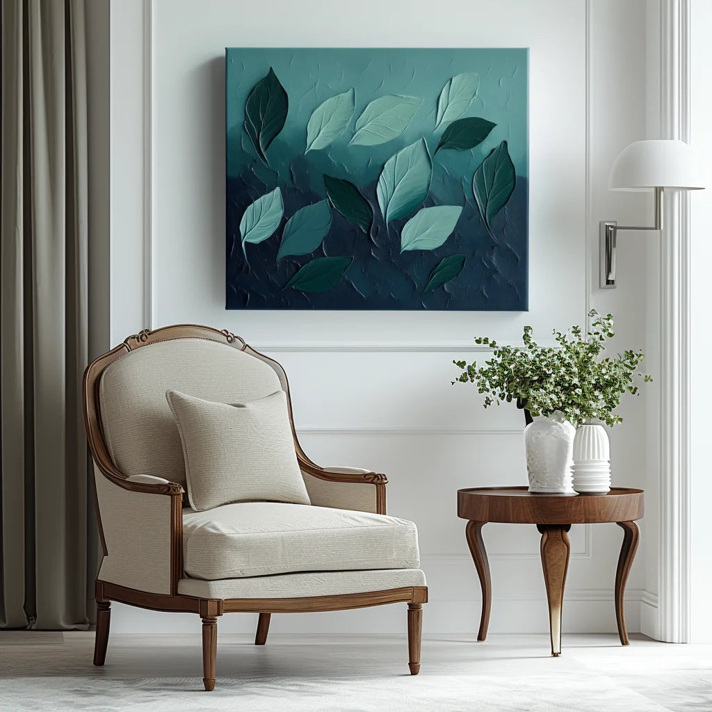 Multicolor Textured - Textured Leaf Wall Art | 3D Botanical Abstract Oil Painting For Modern Interiors - Artwallpainting