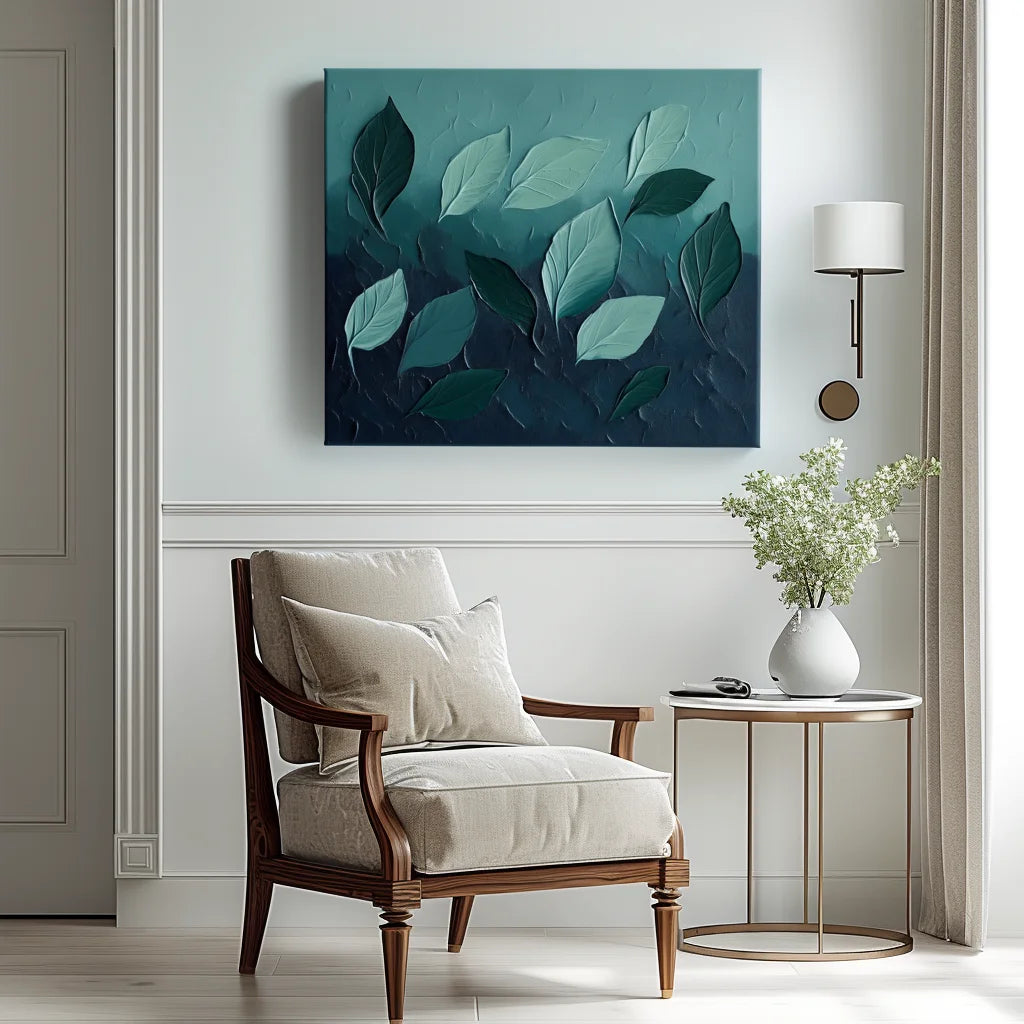 Multicolor Textured - Textured Leaf Wall Art | 3D Botanical Abstract Oil Painting For Modern Interiors - Artwallpainting