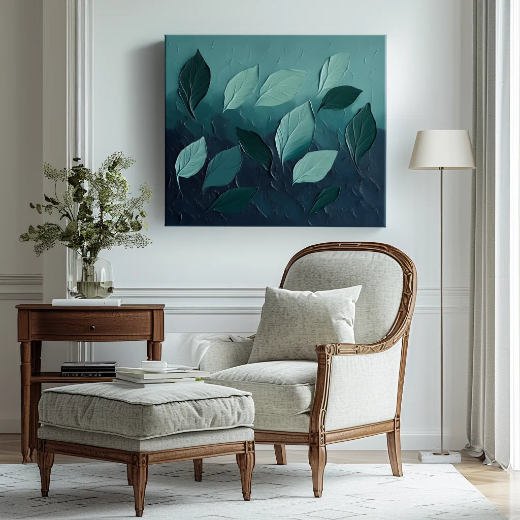 Multicolor Textured - Textured Leaf Wall Art | 3D Botanical Abstract Oil Painting For Modern Interiors - Artwallpainting
