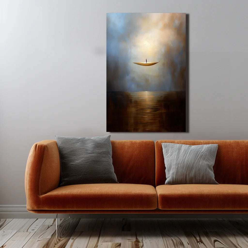 Multicolor The Eternal Drift-Modern Abstract Sea Boat Texture Wall Art - Artwallpainting