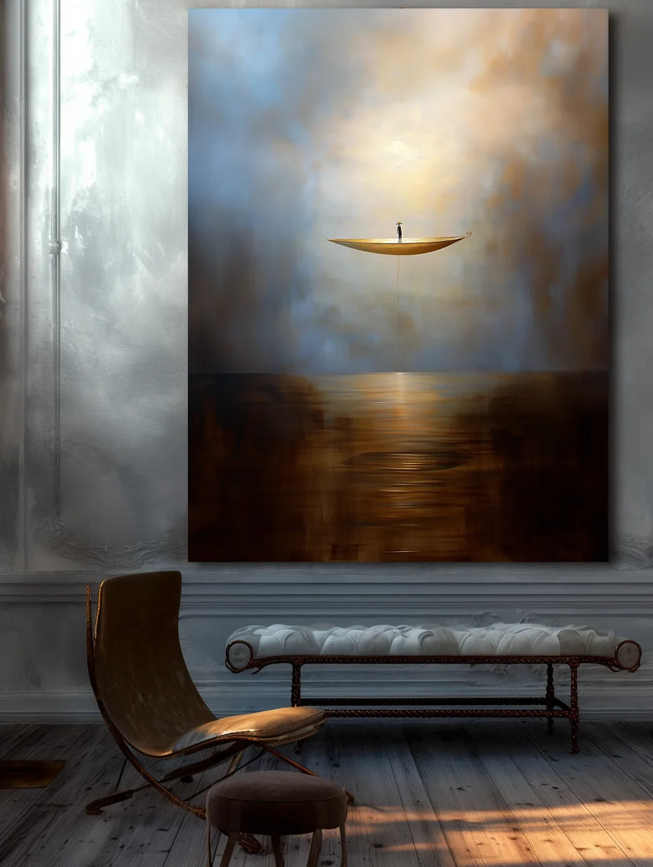 Multicolor The Eternal Drift-Modern Abstract Sea Boat Texture Wall Art - Artwallpainting