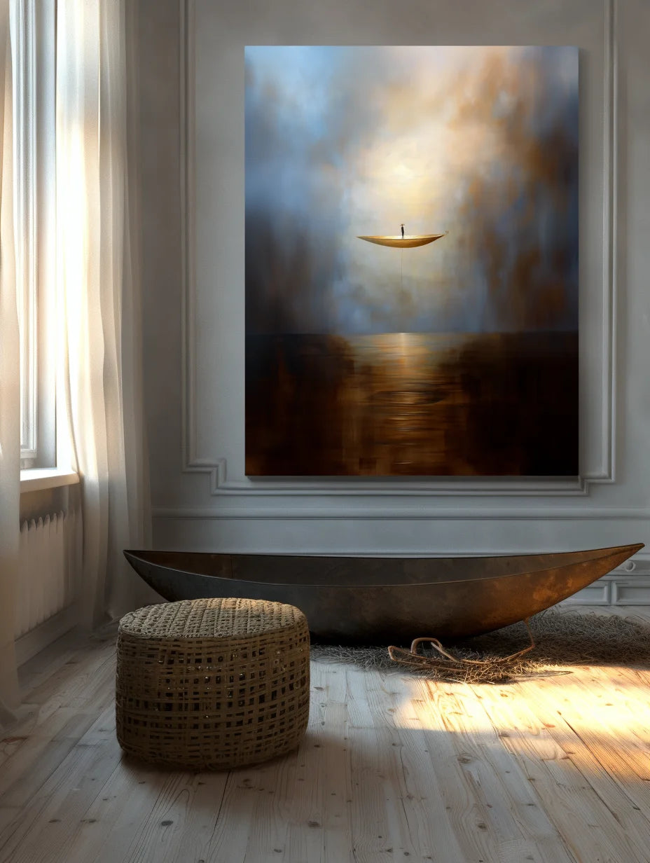 Multicolor The Eternal Drift-Modern Abstract Sea Boat Texture Wall Art - Artwallpainting