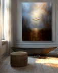 Multicolor The Eternal Drift-Modern Abstract Sea Boat Texture Wall Art - Artwallpainting