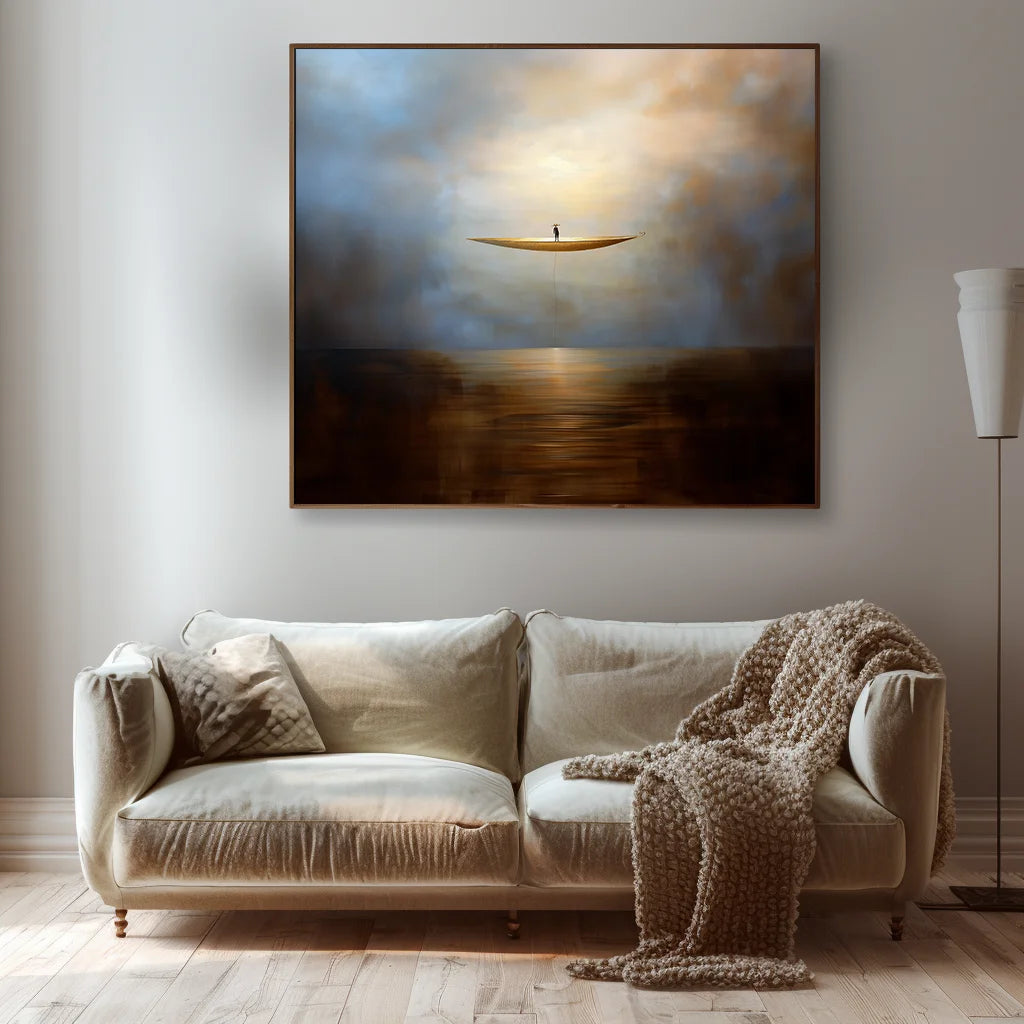 Multicolor The Eternal Drift-Modern Abstract Sea Boat Texture Wall Art - Artwallpainting