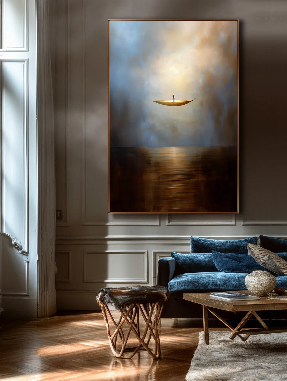 Multicolor The Eternal Drift-Modern Abstract Sea Boat Texture Wall Art - Artwallpainting