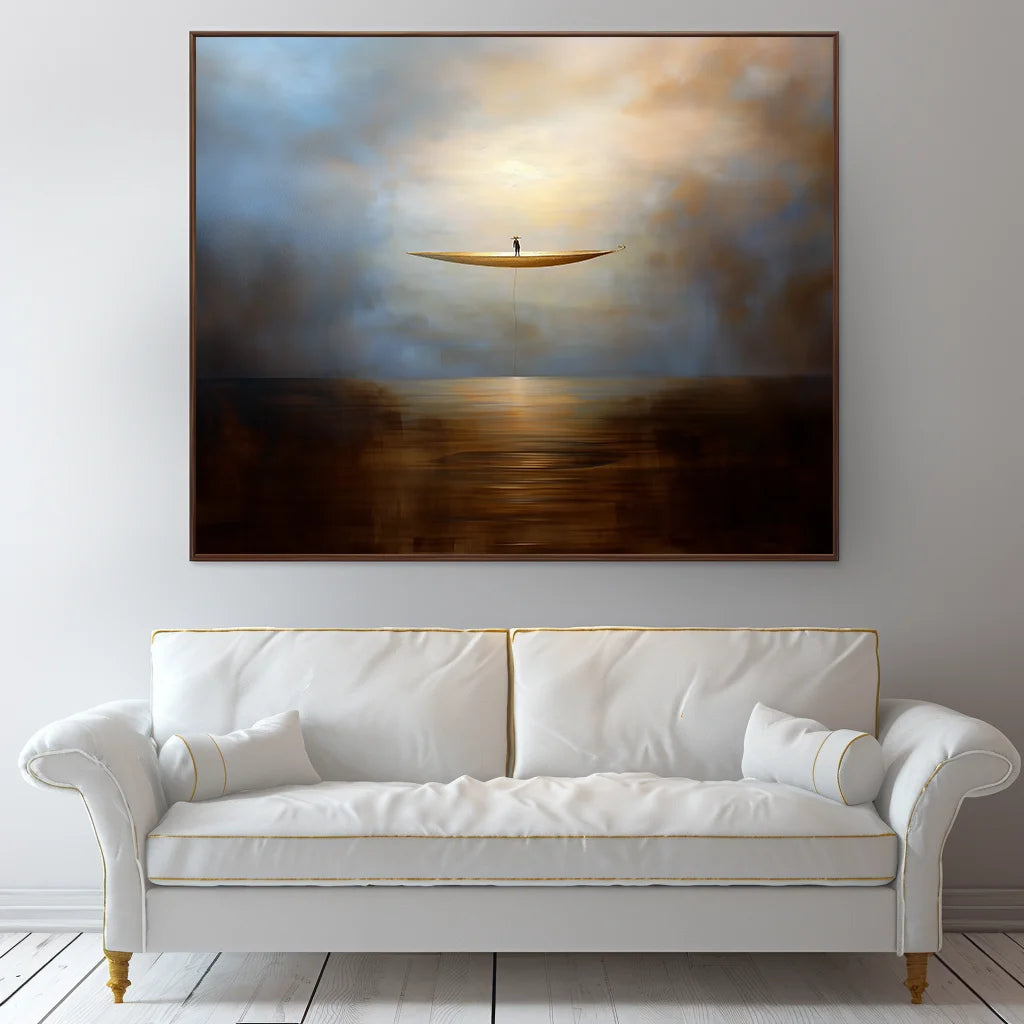 Multicolor The Eternal Drift-Modern Abstract Sea Boat Texture Wall Art - Artwallpainting