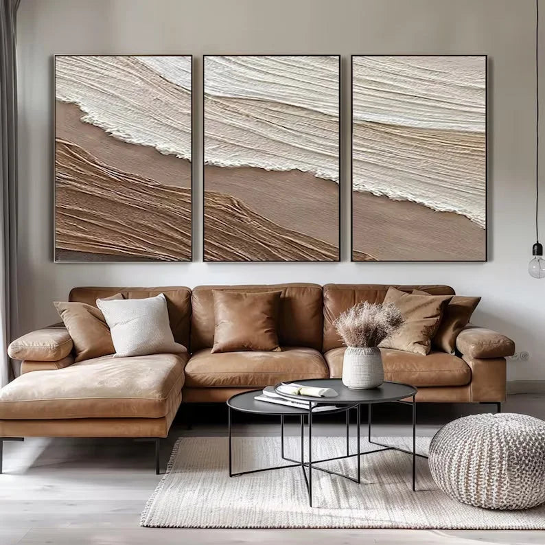Multicolor Tidal Harmony Wall Art Set Of 3 - Artwallpainting