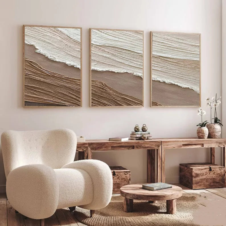 Multicolor Tidal Harmony Wall Art Set Of 3 - Artwallpainting